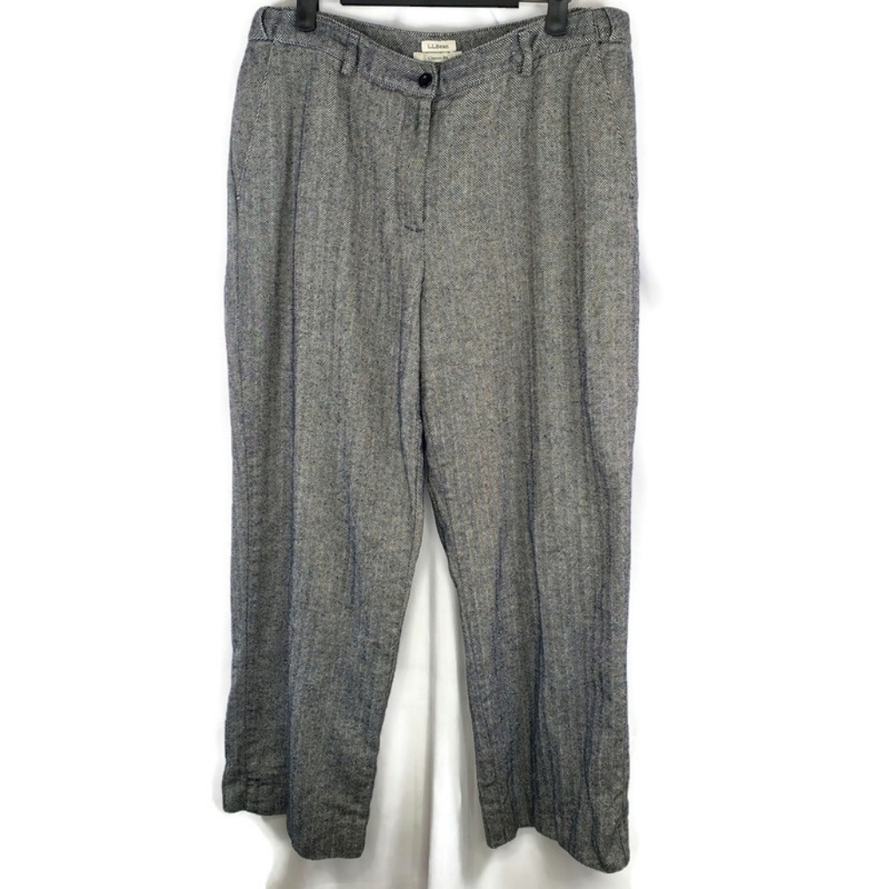 L.L. Bean Classic Fit Hound's-tooth Lined Wide Leg Pants Size 12 Regular